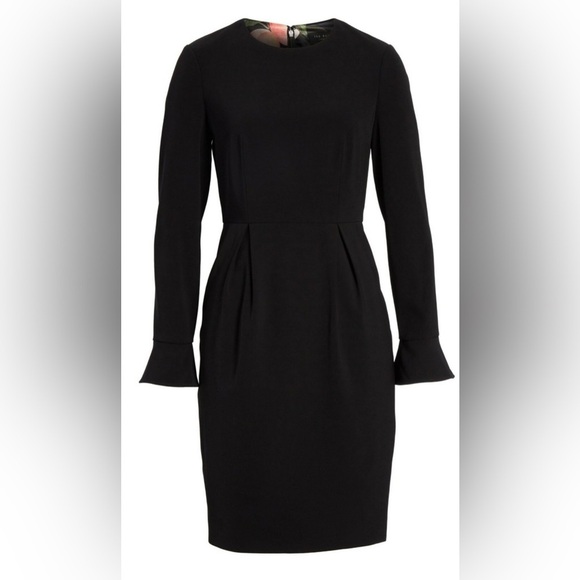 Ted Baker Yulin Flare Cuff Pencil Dress in Black Size 4 - Picture 4 of 16